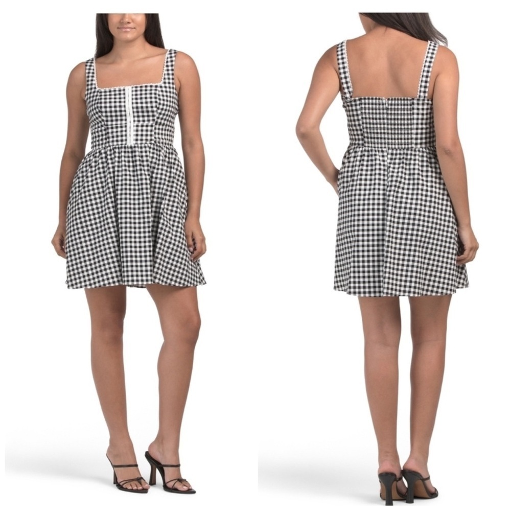 Avec Les Filles Gingham Dress Size 10 Black White Retro Vintage Inspired NWT